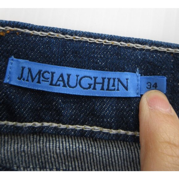 J Mclaughlin Jeans 34 Straight Denim Stretch Pants Button Fly 34X32 * - Picture 9 of 11
